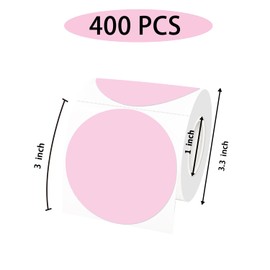 STARLIBOO 3 Inch Round Thermal Stickers, Pink Self-Adhesive Round Direct Thermal Labels, Business Printer Stickers
