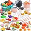 HOLYFUN 74-Pcs Kids Kitchen Toy Accessories with Shopping Basket