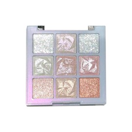 Korean Cosmetics Awakening Soft Blur Eye Shadow Palette 9 Colors Eyeshadow Palette Low Saturation Pearlescent 9 Cold Tone Eye Shadow Palette Black Smoke Matte Glitter Eye Shadow Palette (#Snow Flower