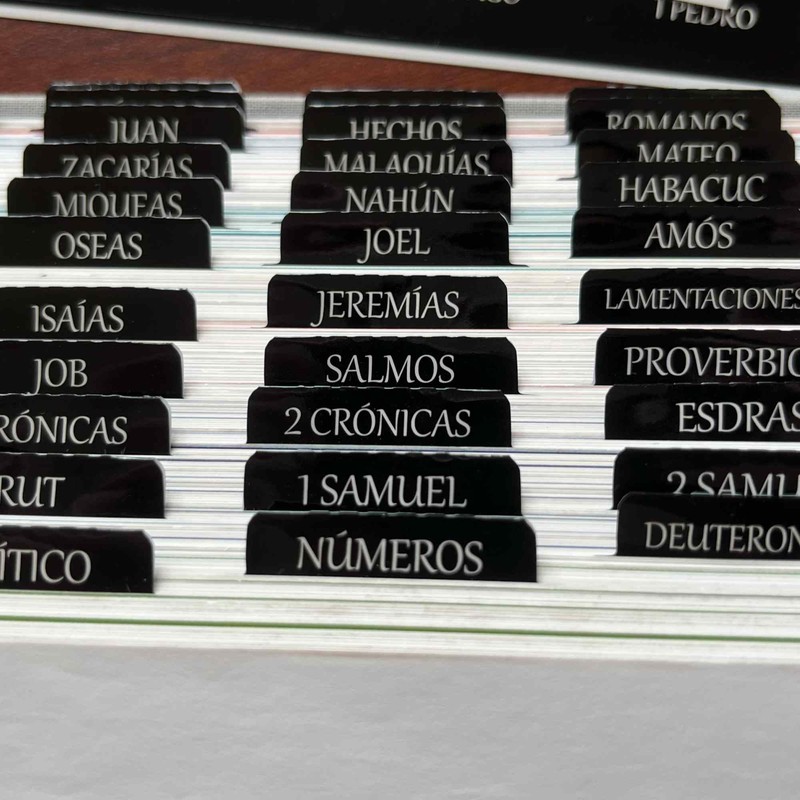Spanish Laminated Bible Tabs, pestañas para biblia en español, Reposition