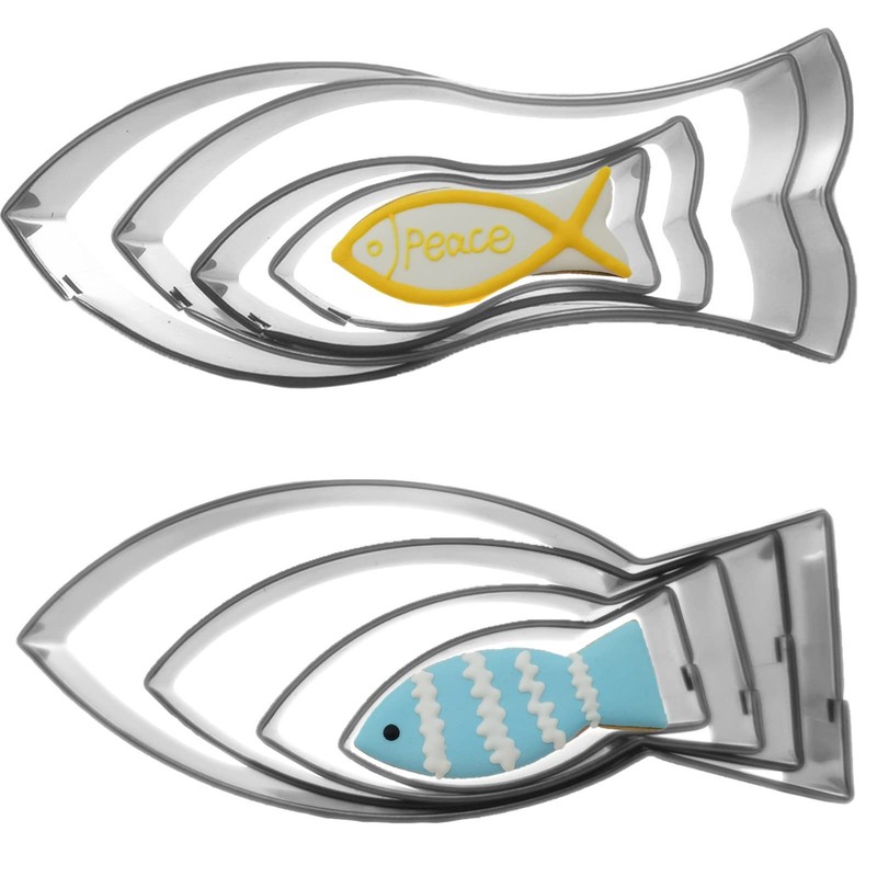 Fish Shaped Cookie Cutter Set of 8 pcs, Stainless Steel