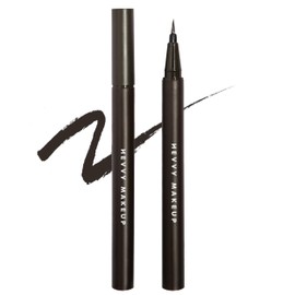 HEVVYMAKEUP Define Eyes Pen Liner Mid Brown - Precision Waterproof Matte Black Eyeliner with Ultra-Fine Fiber Brush - Long Lasting Smudge Resistant - Korean Eye Makeup, 12g