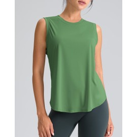 SANTINY Women's Sleeveless Workout Tops Breathable Lightweight Active Tennis Yoga Shirts Athletic Running Tank Tops for Women (Green_M)