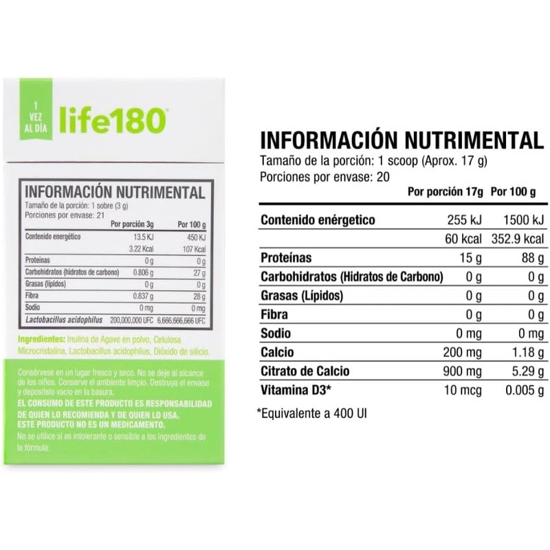 Life180 Probióticos y Prebióticos con Inulina de Agave, 21 Sticks