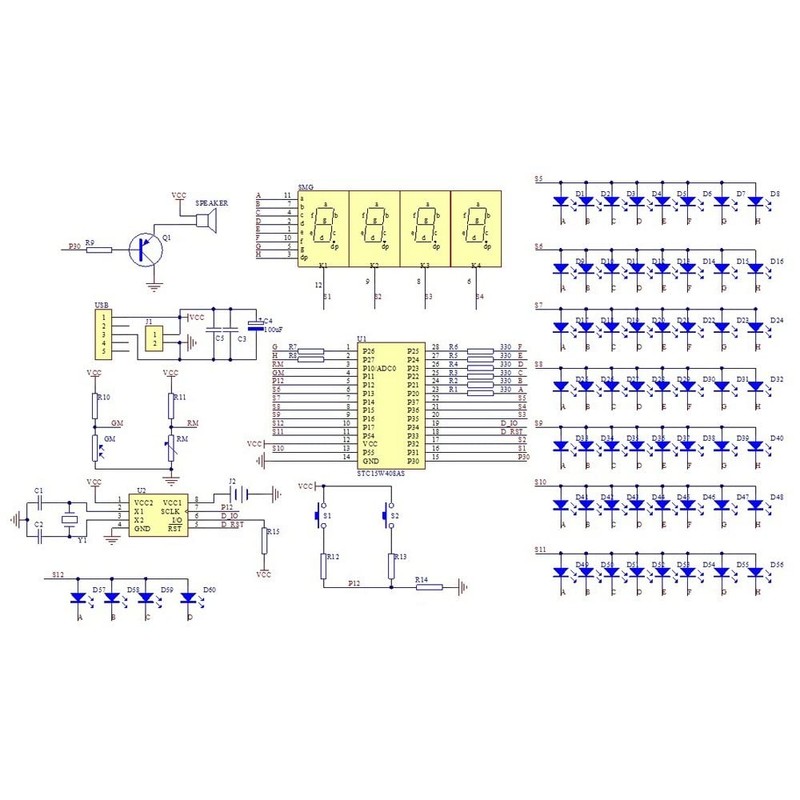 Rotating Digital LED Display Module, DS1302 DIY Clock Temperature Controller