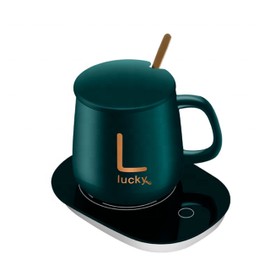 KANÚ TRENDS Taza con Calentador - Set de Taza de Cerámica, Calentador Electrico 110w y Cucharita - Mantén Caliente tu Bebida - Kit para Regalo- Usalo en la Oficina, Casa, o Donde Quieras. (Verde)
