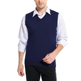 iClosam Men's Sleeveless Gilet V-Neck Sweater Vest Men, Business Casual Knitwear Stylish Gilet for Men UK Navy