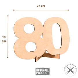 CUBIBOO ART Wooden Numbers 80 Years with Stand - Gifts for Men 80 Years - Gift Woman 80 Years - Gift for Grandma 80 Years