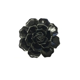 Insiswiner Ceramic Wall Flowers Black Rose Hanging Art Decor Handcrafted Sculpture Home Decoration for Living Room Bedroom 3D 4.72"