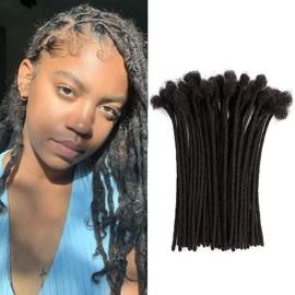 6 Inch Loc Extensions Human Hair 0.6 cm Width 40 Strands Dreadlock Extensions 100% Real Human Hair Loc Extensions Can Be Dyed Bleached Curled Full Handmade Permanent Dreadlock Extension for Men and Women (40 Strands Natual Black)
