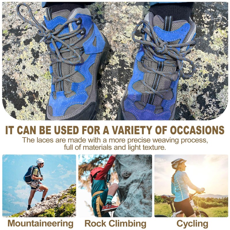 DELELE Round Work Boot Laces: 55 inch Black Red Heavy