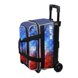 ELITE Basic Double Roller Bowling Ball Bag With Rolling Wheels | Stylish Graffiti-Style Design | Durable Bowling Bags With Ample Storage | Double Bowling Ball Bag (Red/White/Blue)