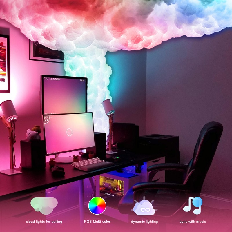 DAWELED 3D Thundercloud Ceiling Light, DIY Lightning Effects, RGB Color