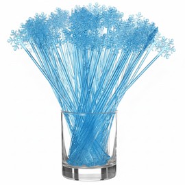 100 Pcs Blue Snowflake Swizzle Sticks Disposable Cocktail Stirrers