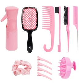 Kit de Peine para Peinar el Cabello, 12PcsPeine para Peinar Cabello el Cabello Rizado Hmedo Y Seco, Cepillos para Cabello Rizado, Cepillo de Nailon...