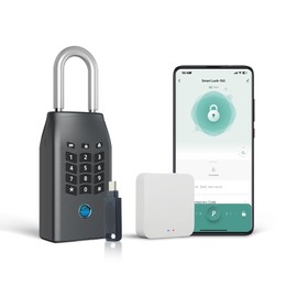 KENRONE Smart Outdoor Key Lock Box, Fingerprint/Tuya APP/Password/Emergency Key Unlocked, APP Wireless Remote Unlocking, Smart Home Keys Car Key Box