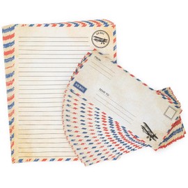 60 Pack Airmail Paper and Envelopes Set - Blue Writing Paper for Invitations, Love Letters, Letters to Troops, Christmas Letter - 8.5 x 11 Inch