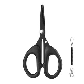 ToutSimple Fishing Scissors, Stainless Steel PE Line Cutter, Professional Lure Line Scissors with Serrated Blades, Anti-Slip Handle & Retractable Lanyard for Fishing