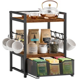 Plaviya 3-Tier Tea Bag Organizer with Drawer for Countertop