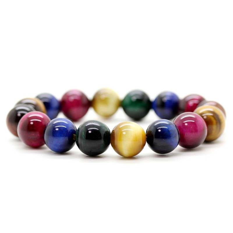 Ishiki b470 Mix Tiger Eye Bracelet, 0.5 inch (12 mm),