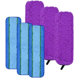 6 Pack Pet System Microfiber Sweeping Pad for Bona Mops, Microfiber Cleaning Pad for Hardwood Floors Dry Wet Cleaning - Attracts and Picks Up Pet Hair - Includes 3 Sweeping Pads and 3 Deep Clean Pad