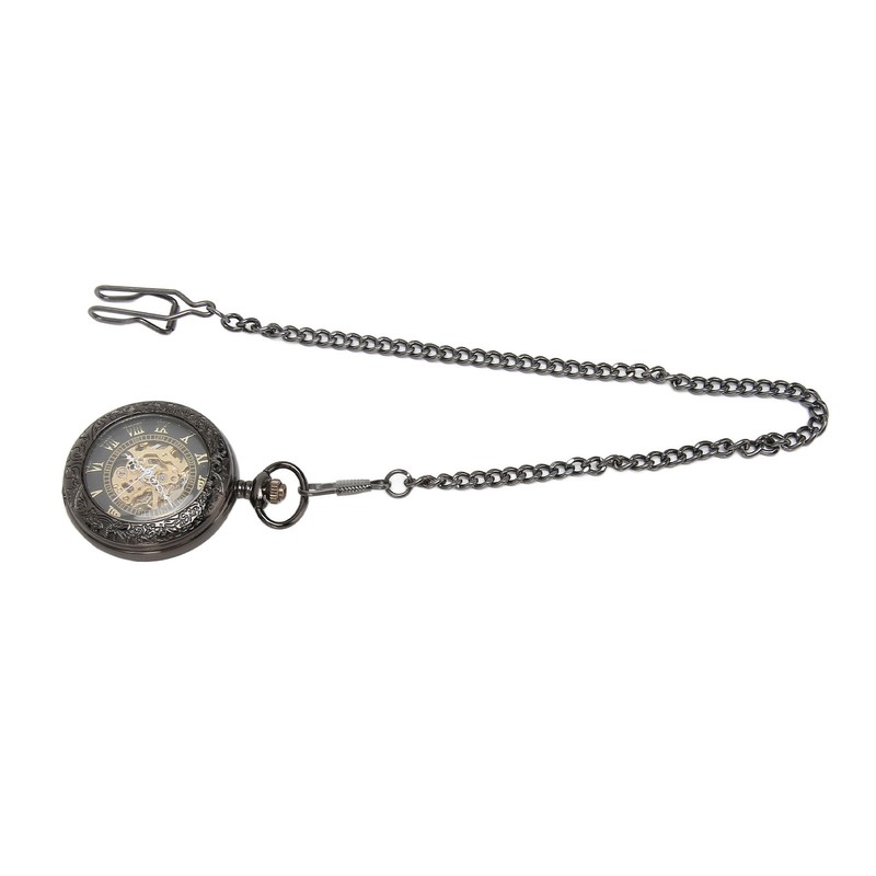 Mechanical Pocket Watch Vintage Double Case Watch Hand Wind Skeleton