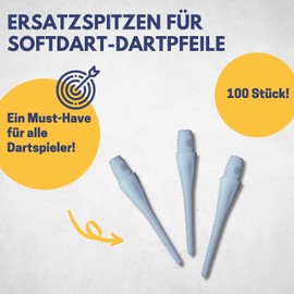 Best Sporting Ersatzspitzen für Softdart-Dartpfeile 100 STK I Dartspitzen Kunststoff für Soft-Dartscheibe I Nylon Spitzen für Dartpfeile Softdart I mit Drehgewinde I Dart-Zubehör
