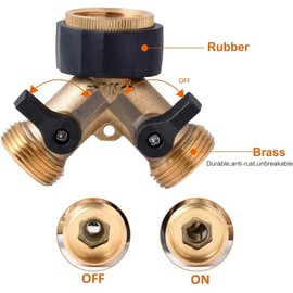 Hydrogarden 3/4" Tap Y Splitter,Garden Hose Splitter, Y Valve, Two Way Brass Tap Manifold with Comfort Grip Shut-off Valves