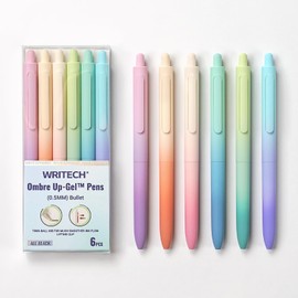 WRITECH WRITECH Fine Point Gel Pens: 0.5mm Retractable Black Ink 6ct Smooth Writing No Bleed with Aesthetic Gradient Color Pen Barrel for Journaling Note Taking Sketching