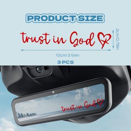 QZTYTY 3PCS Trust in God Rearview Mirror Decal, Car Mirror Stickers, Auto Rear View Mirror Decal, Car Accessories Self Affirmations Decal Universal for Bumper Window Mirror Water Bottle (Red)