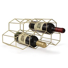 FOMANSH Countertop Wine Rack - 7 Bottle Holder for Wine Storage, Freestanding Wine Rack for Wine Cellar Bar Cabinet, Metal Tabletop Wine Holder with Modern Design ,Stand Wine Rack for Kitchen