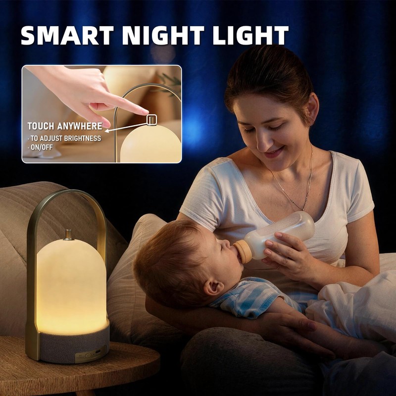 GEEBONFLUGENS LED Table Lamps Wireless with Bluetooth Speaker, USB-Powered Music
