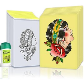 Tattoo Practice Skin with Transfer Paper and Transfer Stick, ZHOOGE 10pcs Blank Tattoo Silicone Fake Skin 20 sheets A4 Size 4-ply Tattoo Transfer Paper 1pcs Transfer Cream Gel