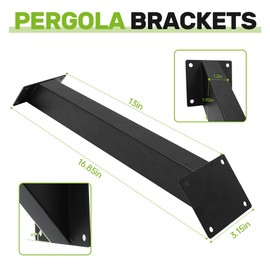 2 pcs 45 Degree Angle Pergola Brackets Kit, Gazebo Kit Heavy Duty Connector for Wooden Structures Support, Pergola Kit for Wooden Structures, Gazebos, Decks, Tree Houses, Log Cabins, Porches