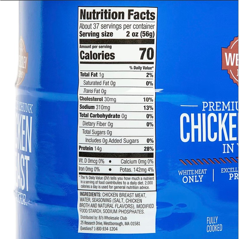 Welsley Farms Premium Chunk Chicken Breast in Water, 6 ct./12.5