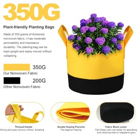 Xmpmrb Grow Bags 5Gal/7Gal/10Gal * 2 ，6 Pack Vegetable/Flower/Plant Grow Bags ，Plant Fabric Pots with Handles for Garden and Outdoor Planting (6 Colour, 5 Gallon)