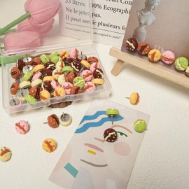 60Pcs Cute Mini Bread Push Pins Fun Food Thumb Tacks for Photo Wall Cork Board School Offices Decorative Push Pins for Bulletin Board