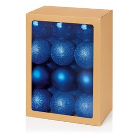 Shatterproof Christmas Baubles 24 Pack 60mm Premier Christmas Tree Decoration, matt, shinny and glitter baubles (Midnight Blue 5429)