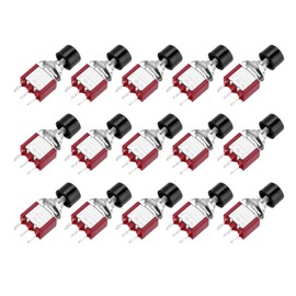 sourcing map 15 Pcs 2A/5A 250V AC/120V AC 7mm Mini Momentary Push Button Switch SPST NO+NC Black Switch Button with Soldering Foot for Electronic Devices