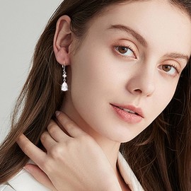 ALEXCRAFT Earrings For Women Dangly Leverback Earrings For Women Silver Womens Earrings Silver 925 Zircon Stones Zircon Stones