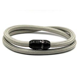 KAROO EARTH JEWELLERY Rope Bracelet | Unisex Braided Paracord Nautical Double Wrap Bracelet with strong Magnetic Clasp | Waterproof surfer bracelet (Small Wrist Size (16-18cm), Grey Black Clasp)