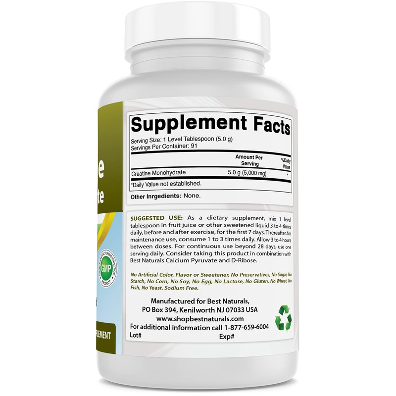 Best Naturals Creatine Monohydrate 1 Lb Pure Powder (1 LB