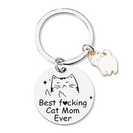 Best Cat Mom Ever Keychains for Women Funny Cat Lovers Keychain gifts for Pet Owner Birthday Christmas Mother Day Gift gifts for Friends Parents Cute Cat Pendant Keychains for Girls