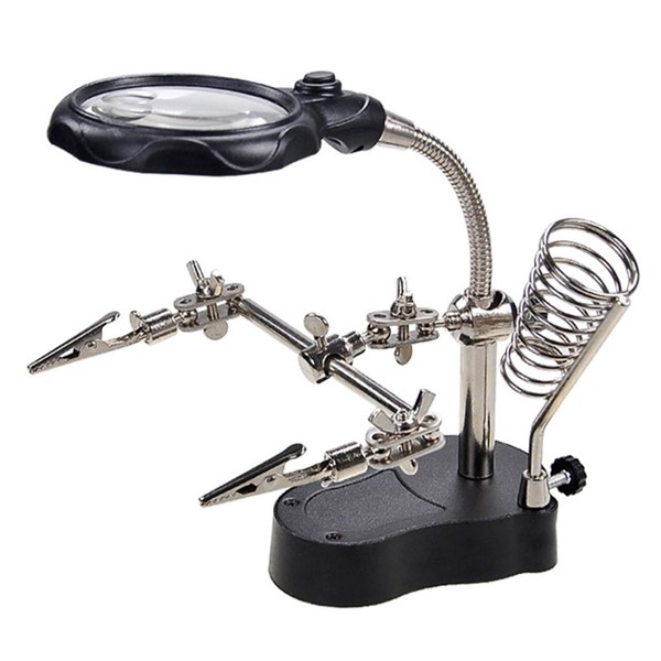 Soldering Helping Hands with 4X Magnifying Glass, Desktop LED Lighted