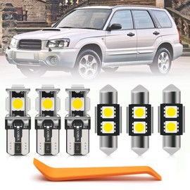 8pcs Interior LED Lights Bulb Kit for Subaru Forester 1998 1999 2000 2001 2002 2003 2004 2005 2006 2007 2008 Super Bright 6000K White LED Interior Light Bulbs Package + Install Tool