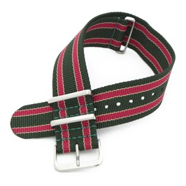 CASSIS Nylon Watch Band TYPE NATO Type Nato #141.601M 0.9 inches (22 mm) Replacement Tool Included, green/red, Luxury