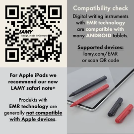 LAMY safari twin pen EMR all black (PC/EL tip) - 2-in-1 stylus pen for many Android devices & ballpoint pen in one - with ergonomic grip - writing & drawing on digital media & paper