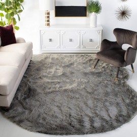 SAFAVIEH Faux Sheep Skin Collection 5' x 7' Grey FSS115D Silken Glam 2.35-inch Thick Area Rug