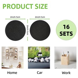 Kokatahi 16 Sets 2 Inch Round Self Adhesive Hook and Loop Tape - Industrial Grade Strong Adhesive Dot Double-Sided Tape Can Be Used for Home, Car, Office Wall Decoration Or Carpets
