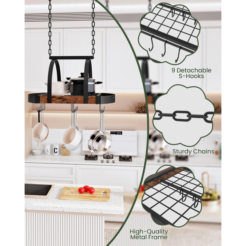 Choezon Hanging Pot Rack Pot Hanger for Kitchen Ceiling Mounted